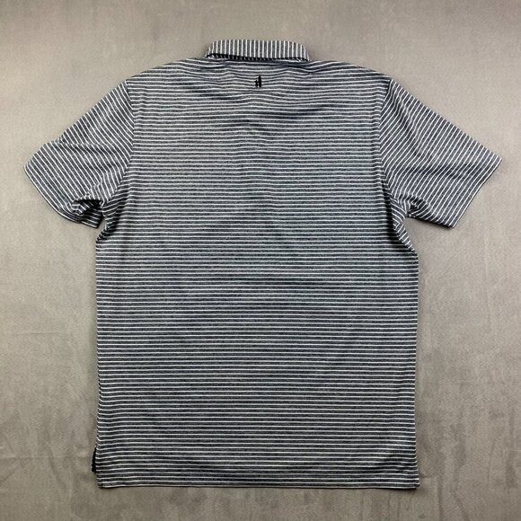 Johnnie-O Mens Shirt Large Blue White Striped Performance Polo UPF 50 Clipper - Picture 8 of 10